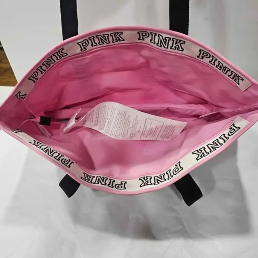 PINK Victoria's secret pink white striped tote bag